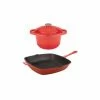 BergHOFF Neo 3Pc Cast Iron Set, 3Qt Covered Dutch Oven & 11" Grill Pan - Orange Cookware -BergHOFF shop unnamed file 723