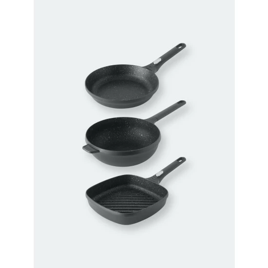 BergHOFF GEM 3Pc Cast Aluminum Nonstick Family Set Pots & Pans Black 3 BergHOFF GEM 3Pc Cast Aluminum Nonstick Family Set Pots & Pans Black