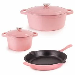 BergHOFF Neo 5Pc Cast Iron Cookware Set, Pink Pots & Pans