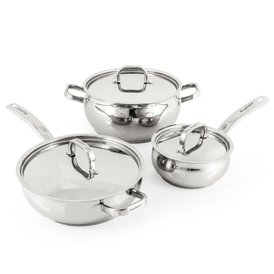BergHOFF Essentials Belly Shape 12 Piece 18/10 Stainless Steel Cookware Set With SS Lids 8 BergHOFF Essentials Belly Shape 12 Piece 18/10 Stainless Steel Cookware Set With SS Lids - Image 6