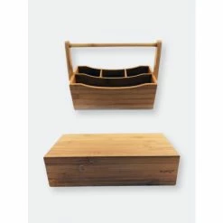 BergHOFF Bamboo Tea Box Set 2PC (Flatware Caddy 9.75" & Tea Box 12") Tools & Accessories