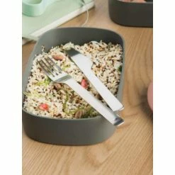 BergHOFF Leo 3PC 1.7QT Dual Bento Box Set With Strap, Gray & Mint Reusables Gray And Mint -BergHOFF shop unnamed file 845