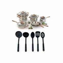 BergHOFF Ouro Gold 18/10 Ss 17pc Set With Glass Lids Cookware Default Title