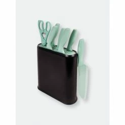 BergHOFF 8Pc PP Knife Set With Universal Black Knife Block Knives & Cutting Boards Mint