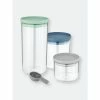 BergHOFF Leo 3Pc Glass Food Container Set, Green, Blue, Gray Reusables