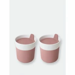 BergHOFF Leo 8.45oz Porcelain Travel Mug, Pink, Set Of 2 Drinkware