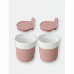 BergHOFF Leo 8.45oz Porcelain Travel Mug, Pink, Set Of 2 Drinkware -BergHOFF shop unnamed file 891