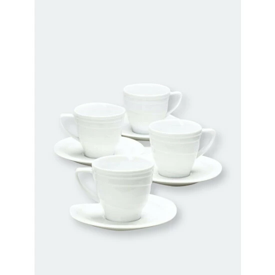 BergHOFF Elan 8.6oz Porcelain Tea Cup And Saucer, Set Of 4 Drinkware 3 BergHOFF Elan 8.6oz Porcelain Tea Cup And Saucer, Set Of 4 Drinkware