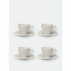 BergHOFF Essentials 6oz Porcelain Cup And Saucer, Set Of 4 Drinkware