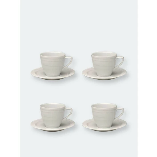 BergHOFF Essentials 6oz Porcelain Cup And Saucer, Set Of 4 Drinkware 3 BergHOFF Essentials 6oz Porcelain Cup And Saucer, Set Of 4 Drinkware