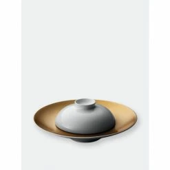BergHOFF GEM 2PC Deep Presentation Plate And Bowl - White & Gold Serveware White And Gold