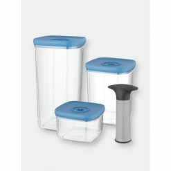 BergHOFF Leo 4PC Vacuum Food Container Set, Blue Reusables Default Title