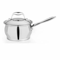 BergHOFF 18/10 Stainless Steel Covered Sauce Pan, 6.25" / 2.1qt, Zeno Cookware